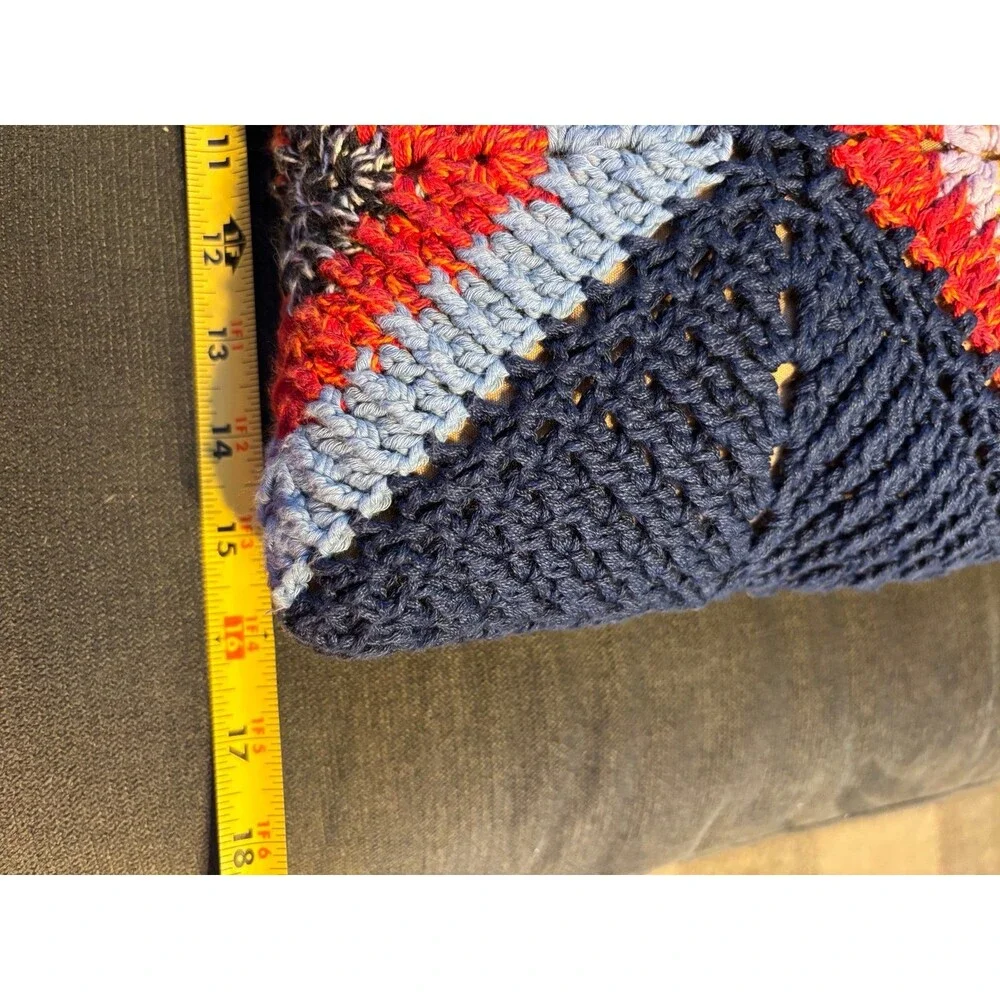 Handmade crochet throw pillow grannycore boho vintage geometric retro